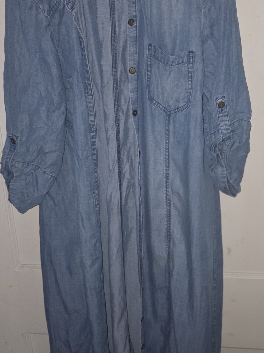 Chico's Light Blue Denim Maxi Shirt Dress